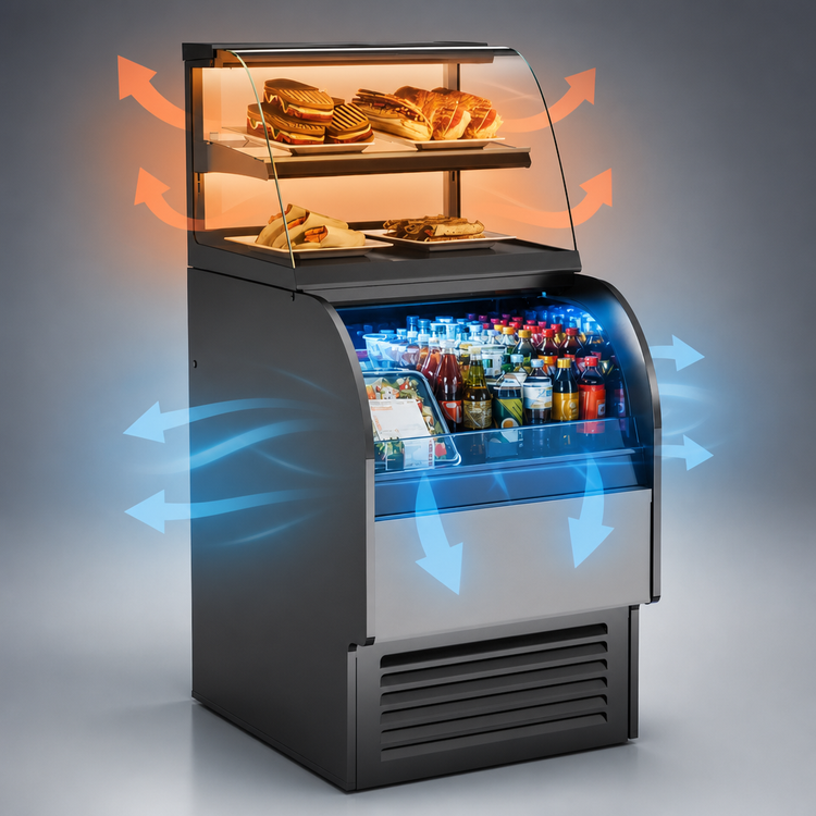 Product image #3 for Structural Concepts Oasis 27-1/2" Combination Service/Self-Service Dual-Temp Merchandiser with Curved Front Glass