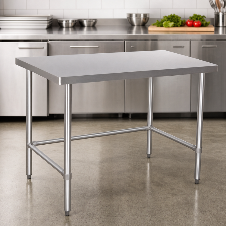 Product image #3 for Klinger's Trading Heavy Duty Stainless Steel Flat Top Work Table with Open Base, 72-Inch x 24-Inch x 36-Inch