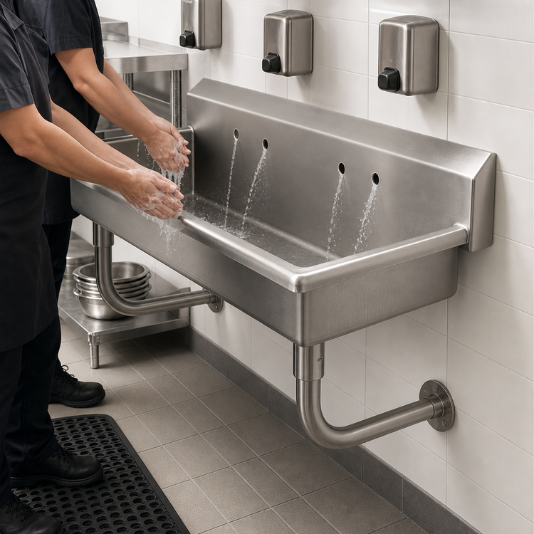 Product image #3 for Advance Tabco Multiwash Wall-Mounted Hand Sink with Splash-Mount Faucet Provision, 40-Inch Wide, 304 Stainless Steel