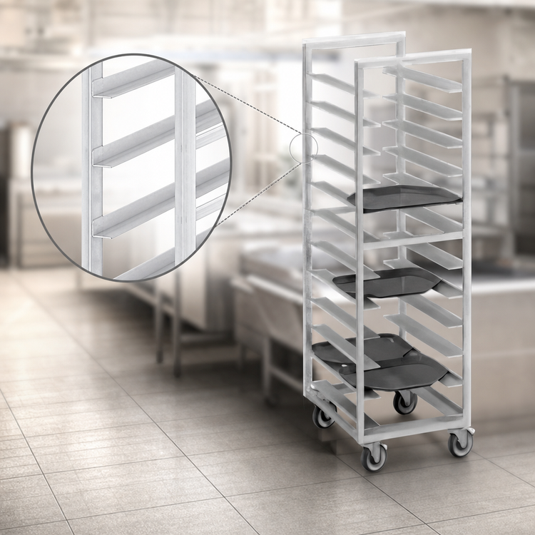 Product image #3 for Channel Manufacturing T440A Trapezoidal Aluminum Cafeteria Tray Rack, 20-Tray Capacity