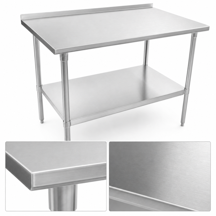 Product image #3 for John Boos Stallion 30 Inch x 36 Inch Stainless Steel Work Table with 1-1/2 Inch Rear Riser and Adjustable Undershelf