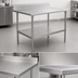 Thumbnail image #3 for John Boos Stallion 16-Gauge Stainless Steel Top Work Table with 5-Inch Backsplash and Galvanized Undershelf, 84-Inch x 36-Inch