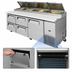 Thumbnail image #3 for Turbo Air Super Deluxe 93-Inch Three-Section Pizza Prep Table with 1 Door and 4 Drawers