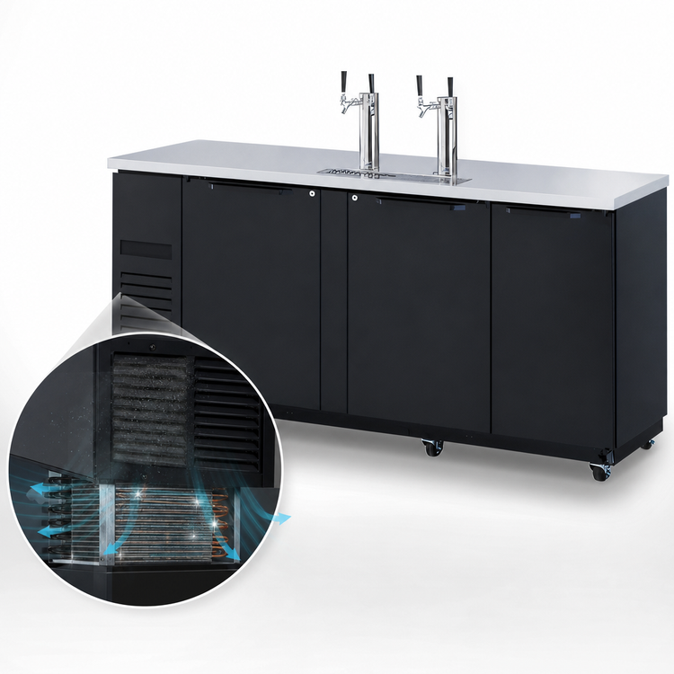 Product image #3 for Turbo Air Super Deluxe Freestanding Beer Dispenser, 4 Half-Barrel Keg Capacity, 2 Columns / 4 Faucets