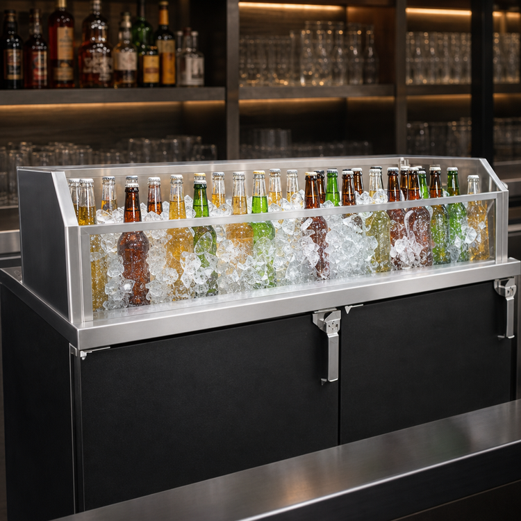 Product image #3 for Glastender GDU-24X108 Back Bar Glass Ice Display Unit, 108 Inch W x 24 Inch D x 9 Inch H