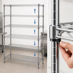 Thumbnail image #3 for Metro Super Erecta 5AA357C Add-On Wire Shelving Unit, 48"W x 18"D x 74"H, 5 Shelves, Chrome-Plated