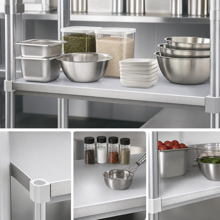 Product image #4 for New Age Adjust-A-Shelf Solid Brute Series Aluminum Shelf, 42 in x 15 in, 800 lb Capacity