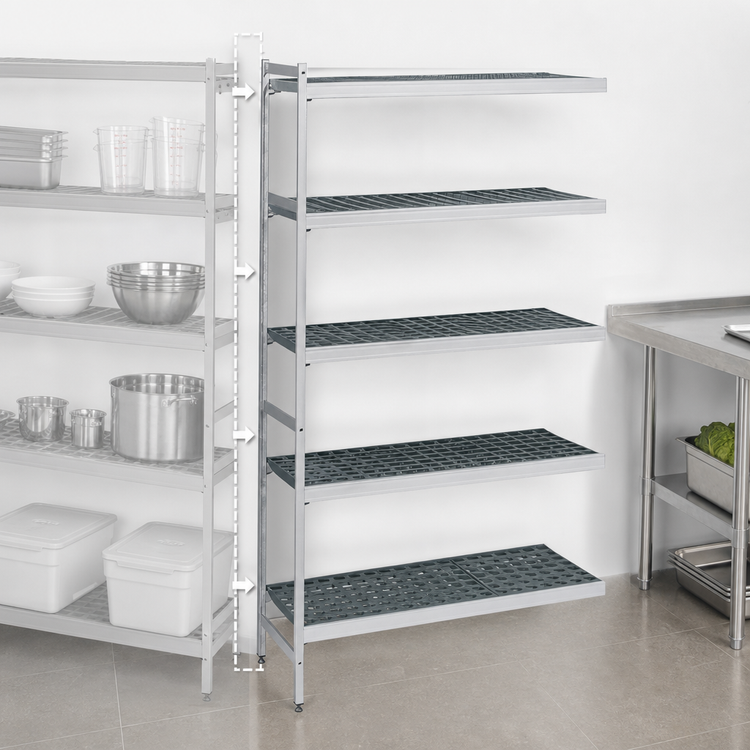 Product image #3 for Fermostock 5-Tier Add-On Polymer Shelving Expansion Kit, 52 x 22 x 83 Inches, Gray