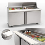 Thumbnail image #3 for Delfield Mega Top 4464NP-12M 64-Inch Two-Section Sandwich/Salad Prep Refrigerator with 12 Pans, Stainless Steel, Front-Breathing