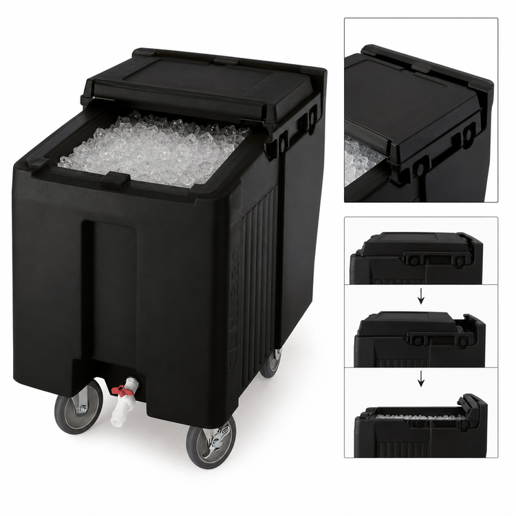Product image #4 for Cambro SlidingLid Mobile Ice Caddy, 125 lb Capacity, Black