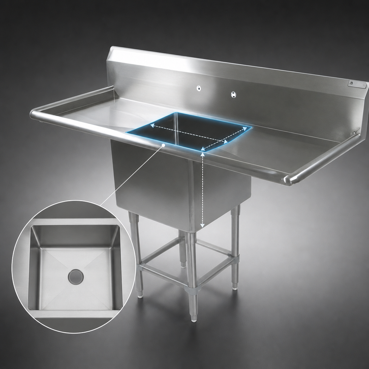 Product image #3 for John Boos Pro-Bowl 1-Compartment Stainless Steel Sink with Left and Right Drainboards, 83-1/4 Inch Wide