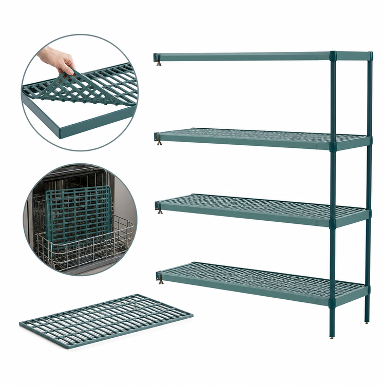 Product image #3 for Metro Super Erecta Pro 24"W x 30"D x 74"H 4-Shelf Louvered Add-On Shelving Unit with Removable Polymer Mats