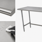 Thumbnail image #3 for Advance Tabco 120"W x 30"D 16-Gauge 430 Stainless Steel Work Table with Galvanized Open Base and Crossrails