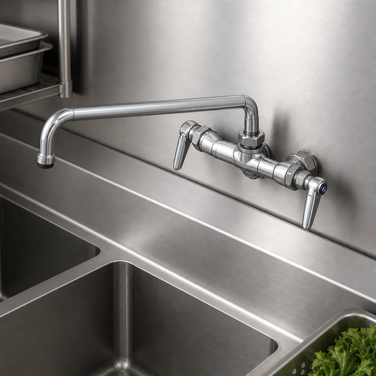 Product image #3 for T&S Brass Wall-Mounted Double Pantry Sink Mixing Faucet with 12-Inch Swing Nozzle