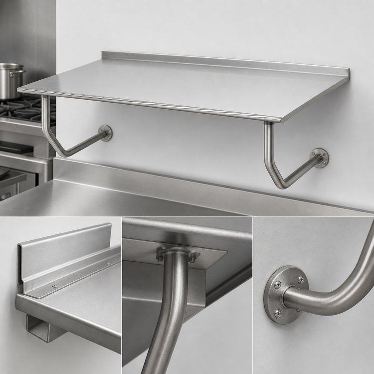 Product image #3 for Advance Tabco 72-Inch x 30-Inch Wall-Mounted Stainless Steel Table with 1-1/2-Inch Rear Backsplash