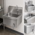 Thumbnail image #3 for John Boos Pro-Bowl Wall-Mounted Stainless Steel Hand Sink with Apron, 14 x 10 x 5-Inch Bowl, Knee Valve Faucet and Gooseneck Spout