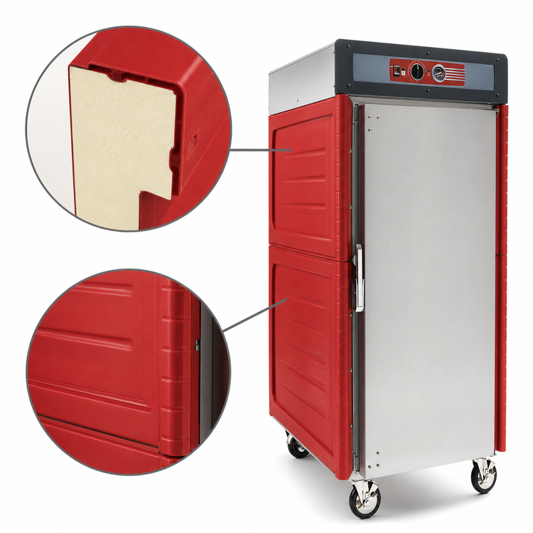 Product image #3 for Metro C5 4 Series Insulation Armour Plus 5/6 Height Mobile Heated Holding Cabinet, Solid Door, Universal Slides
