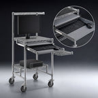 Thumbnail image #3 for Eagle Group MCWS2424C-P Mobile Computer Workstation, Chrome Open-Wire, 24 x 24 in, Keyboard Drawer, Cantilever Shelf, Undershelf, Casters