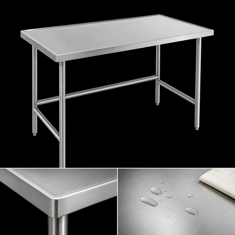 Product image #3 for Advance Tabco 30-Inch x 30-Inch Corner Work Table with 14-Gauge 304 Stainless Steel Top