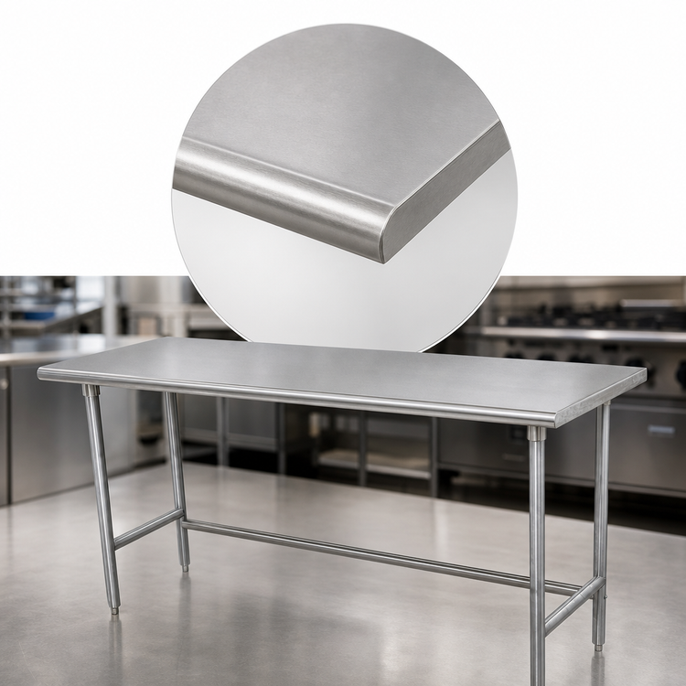 Product image #3 for Advance Tabco 144-Inch x 24-Inch Flat Top Work Table with 14-Gauge 304 Stainless Steel Top and Galvanized Open Base