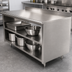 Thumbnail image #3 for Advance Tabco Special Value Series 72-Inch x 30-Inch 16-Gauge 304 Stainless Steel Open Base Work Table with 5-Inch Backsplash and Mid-Shelf