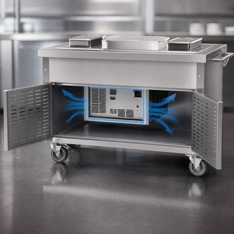 Product image #3 for Director's Choice DCS2-CFUR 36-Inch 2-Pan Mobile Refrigerated Cold Food Unit with Standard Depth Pan