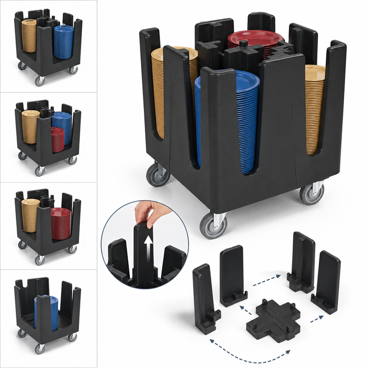 Product image #4 for Optimizer Small Dish Dolly with 4 Adjustable Dividers, Black