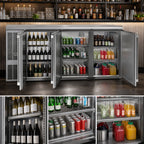 Thumbnail image #3 for Perlick Corporation Quick Ship BBS84-SS-L-STK 84-Inch 3-Section Refrigerated Back Bar Cabinet, Stainless Steel, 3 Solid Hinged Doors