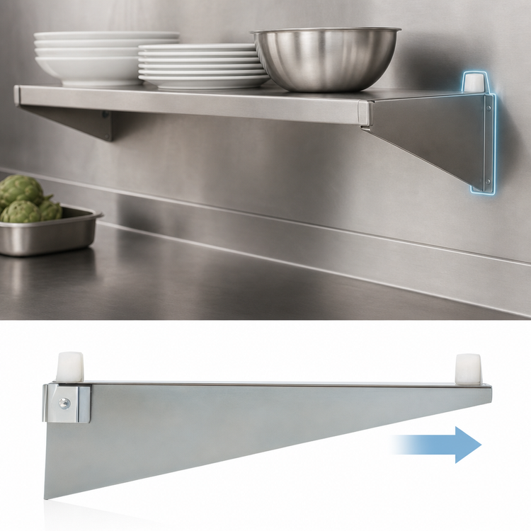 Product image #3 for Eagle Group 24-Inch Right Single-Knob Cantilever Shelf Bracket, Stainless Steel