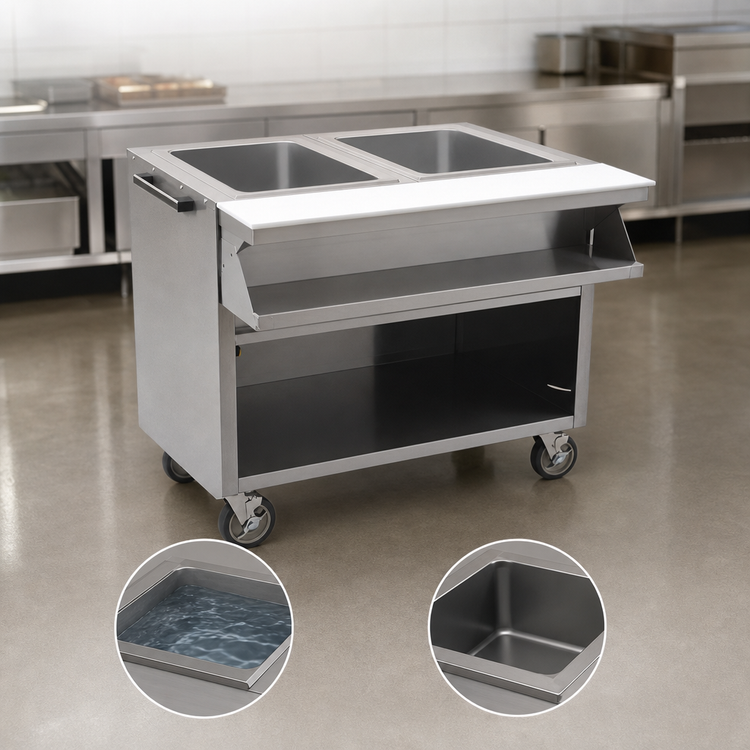 Product image #3 for Spec-Master Mobile Sealed-Well Electric Hot Food Table, 2 Wells, 208V, 33 Inch W x 32-1/4 Inch D