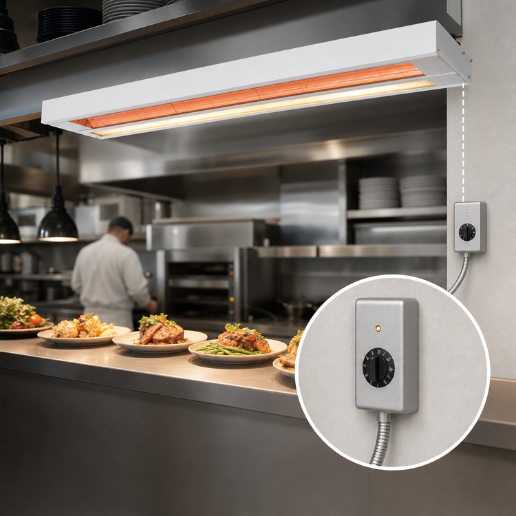 Product image #3 for Nemco 60-Inch Remote-Controlled Single Infrared Strip Heat Lamp with Lights, 240V