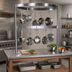 Thumbnail image #3 for John Boos Boat-Shaped Table-Mounted Stainless Steel Pot Rack with 9 Double Hooks
