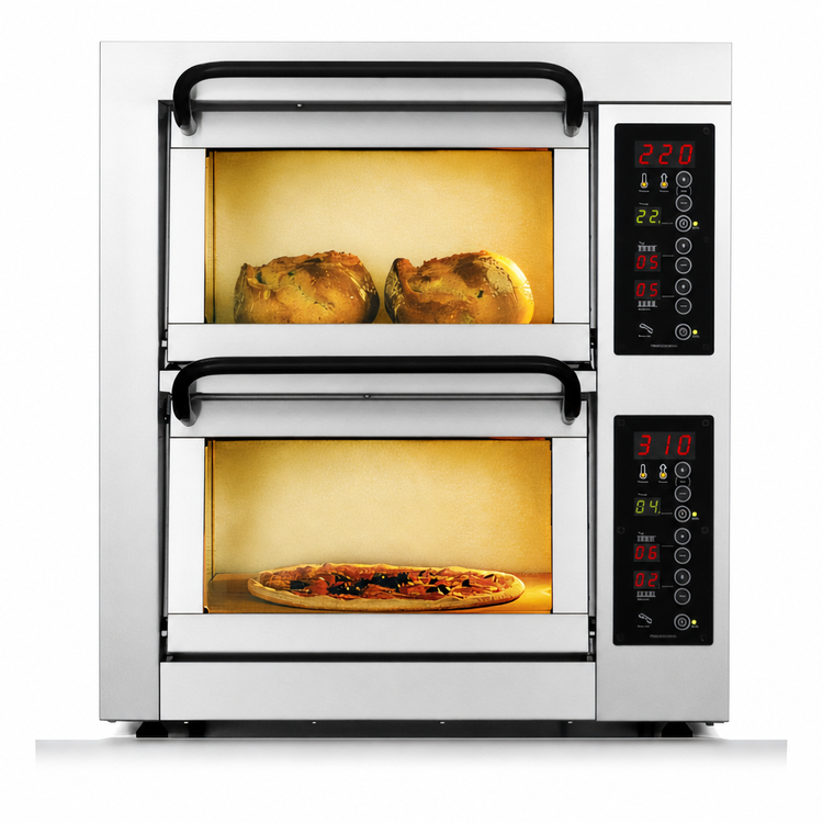 Product image #3 for PizzaMaster PM 352ED-2 Countertop Electric Stone Hearth Pizza Oven, 2 Chambers, 4 Hearthstones