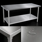 Thumbnail image #3 for John Boos Stallion ST6-36144SSK 144" x 36" 16-Gauge Type 300 Stainless Steel Flat-Top Work Table with Adjustable Undershelf