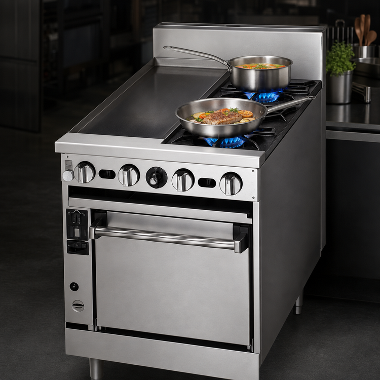 Product image #3 for Jade Range Bistro JBR-12G-2-24C 24-Inch Gas Restaurant Range with (2) Open Burners, 12-Inch Griddle, and Convection Oven