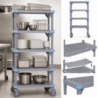 Thumbnail image #3 for Quantum Millenia QPM185462VS-5 Mobile 5-Shelf Polymer Shelving Starter Unit, 54 x 18 x 62 Inches, Gray