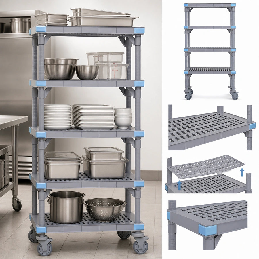 Five Open Grid Shelves