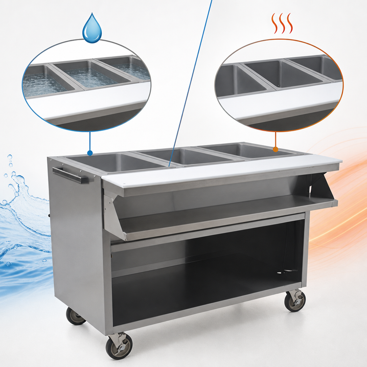 Product image #3 for Spec-Master 48-Inch Electric Sealed Well Hot Food Table with Open Front, 3 Wells, Mobile, 208V