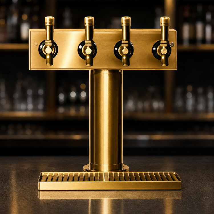 Product image #3 for Spec-Bar Brass 4-Faucet Countertop Beer Dispenser with Drip Tray