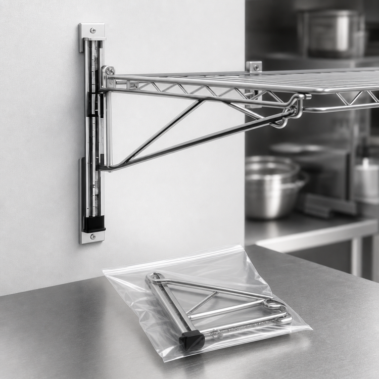 Product image #3 for Eagle Group Prepackaged Adjustable Post Wire Wall Mount End Unit for 21-Inch Shelves, Chrome Plated
