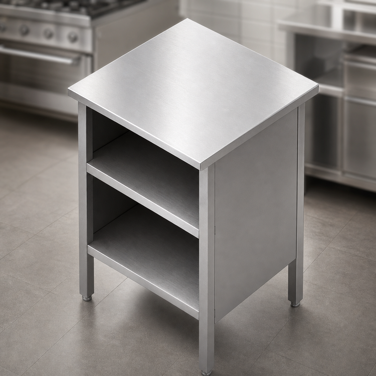 Product image #3 for Open-Front Enclosed Base Stainless Steel Work Table with Undershelf, 36 x 24 Inches