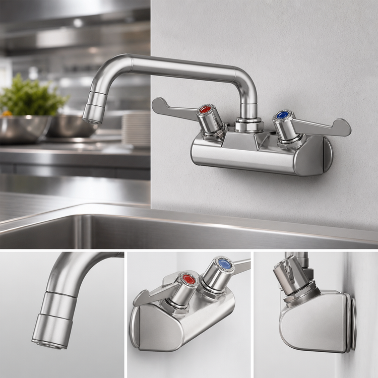 Product image #3 for equip 4-Inch Wall-Mount Mixing Faucet with 8-Inch Swing Nozzle and Wrist Action Handles