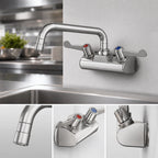 Thumbnail image #3 for T&S Brass equip 5F-4WWX08 4-Inch Wall-Mount Mixing Faucet with 8-Inch Swing Spout, Wrist Action Handles, and Ceramic Valves