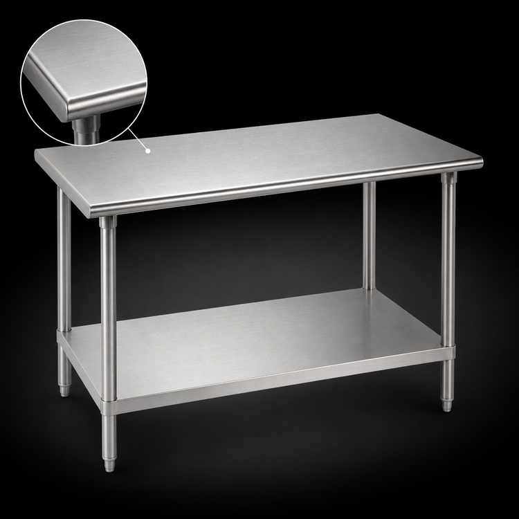 Product image #3 for Advance Tabco 48" x 30" 16 Gauge 304 Stainless Steel Flat Top Work Table with Adjustable Undershelf