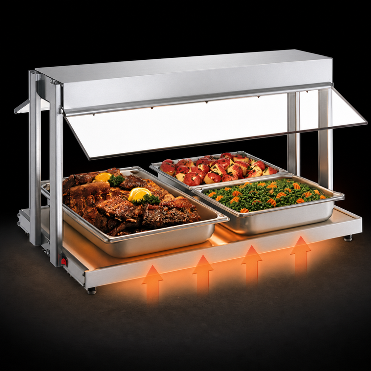 Product image #3 for Hatco Glo-Ray® 30-Inch Countertop Buffet Warmer with Heated Base and Buffet-Style Sneeze Guards