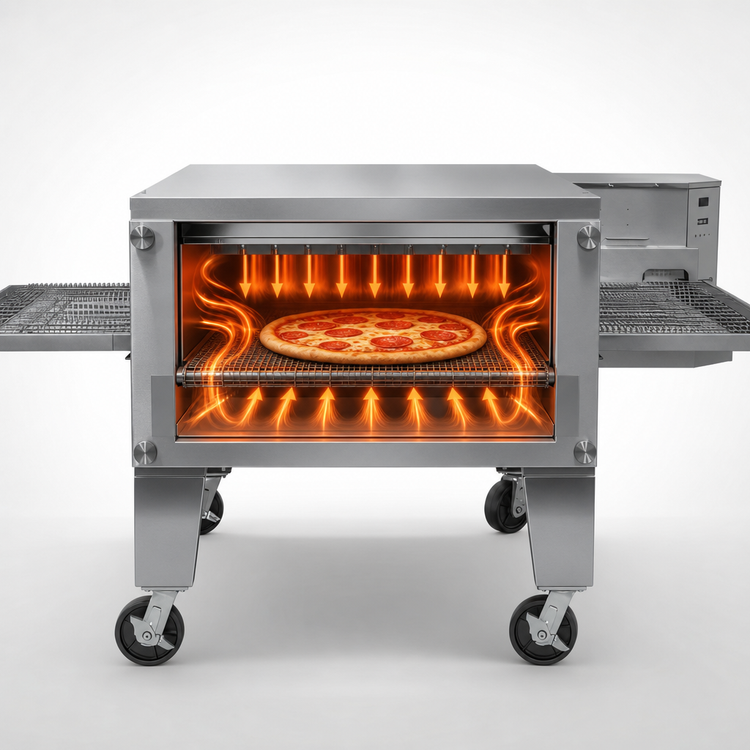 Product image #3 for Lincoln Impinger 3200 Series FastBake Single-Deck Natural Gas Conveyor Oven Package, 40-Inch Baking Chamber