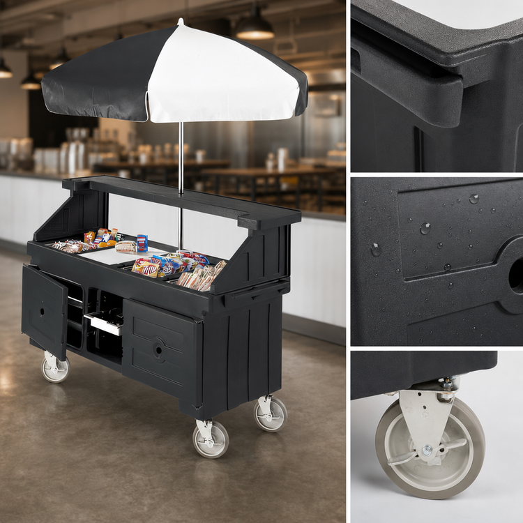Product image #4 for Cambro Camcruiser Vending Cart with 4 Full-Size Countertop Wells and Umbrella