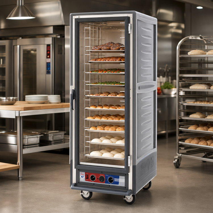 Product image #3 for Metro C5 3 Series Full-Height Combination Heated Holding and Proofing Cabinet with Full-Length Clear Door, Gray Insulation Armour, and Universal Wire Slides