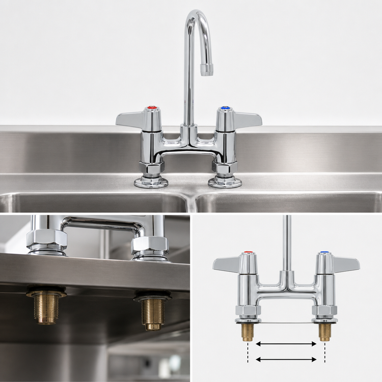 Product image #3 for equip 4-Inch Centers Deck Mount Mixing Faucet with 3-Inch Rigid Gooseneck and Lever Handles