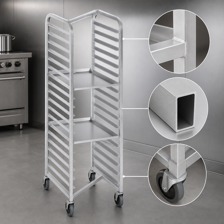 Product image #3 for Channel Heavy-Duty Nesting End-Load Aluminum Bun Pan Rack, 15-Pan Capacity, 21 x 26 x 70.25 Inches